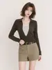 Suéter de Tricô Falso Duas Peças com Gola Lapela Estilo Old Money Vintage Outono 2026 Novo Feminino Slim Fit Versátil Elegante