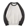 Estilo Nuevo Otoño Sudadera 300G Hombre Mangas Raglán Peso Pesado Marca de Moda Cuello Redondo Bloque de Color Patchwork Manga Larga Ropa de Trabajo Camisa Cultural