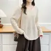 [Especial] Moda Coreana para Mujer Tallas Grandes Otoño Temprano 2026 Top de Punto Crochet Lentejuelas Cuello U Pequeño 1040