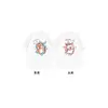 Camisetas de Manga Corta de Algodón Puro Peinado Especial para Parejas a Juego Verano Tendencia Dibujos Animados Holgadas Diseño Único No Repetitivo para Mujer