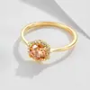Anillo de Plata de Ley S925 Lujo Ligero Zircón Champagne para Mujer, Diseño Simple de Nicho Europeo y Americano, Anillo de Compromiso y Boda de Alta Gama