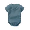 Roupas de Bebê de Manga Curta para Comércio Exterior, Macacões de Algodão Puro, Carcela Diagonal de Cor Pura, Macacões, Respiráveis