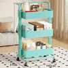 Estante de Almacenamiento Pequeño con Ruedas para Uso Doméstico en la Sala de Estar, Estante Simple Móvil de Tres Niveles para Almacenamiento y Organización de Libros y Snacks