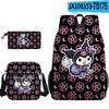3D Novo Produto Estampado Periférico Sanrio Kuromi Kuromi Mochila Bolsa Escolar Estojo para Lápis Bolsa de Ombro Conjunto de Três Peças