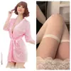 Lencería Sexy para Mujer, Atractiva y Seductora, Bata Transparente con Ribete de Encaje Talla Plus, Bata con Lazos, Venta al por Mayor y Dropshipping