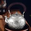 Juego de té de plata esterlina Longfeng Chengxiang aislamiento térmico 99 plata pura tetera hecha a mano olla de plata hervidor para el hogar regalo