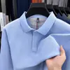 Oferta especial, camiseta de manga larga para hombre de alto volumen para otoño, uso diario, hecha de tela 100% poliéster, color liso, con cuello, camiseta básica