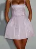 Vestido de Mujer Transfronterizo Europeo y Americano Primavera 2026, Elegante y a la Moda Estilo Celebridad Lentejuelas Hombros Descubiertos Ajustado
