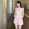 Traje Deportivo Dopamina para Mujer, Chica Dulce y Picante, Chaqueta Cardigan Elegante de Manga Larga, Conjunto de Dos Piezas con Shorts de Primavera