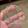Pulseira de Cristal Artificial Laranja Estilo Bolha Água-Marinha, Design de Nicho Moderno e Luxuoso, Presente Perfeito para Melhores Amigas e Estudantes