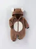 Mameluco para bebé, conjunto de una pieza con capucha forrado de polar de manga larga para otoño e invierno, ropa para recién nacidos, ropa exterior, conjunto de body