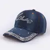 Gorra de mezclilla con diamantes de imitación transfronteriza gorra de béisbol mujer letra PARIS gorra de diamante gorra de sol para exteriores