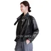 Chaqueta de Piel Genuina para Mujer, Estilo Corto, Piel de Vaca Aceitada y Encerada, Nuevo Modelo Primavera/Otoño, Estilo Biker, Cuello Solapa, Talla Pequeña
