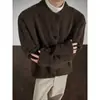 Cárdigan Suéter Botones Retro Marrón Oscuro para Hombre en Otoño e Invierno, Holgado y Elegante, Estilo Perezoso Tejido Ropa de Abrigo Casual
