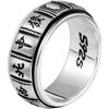 Trece anillos de mahjong Yi de plata esterlina para hombre, personalidad creativa al jugar mahjong, anillo giratorio