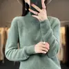 Suéter de malha pullover pronto para usar com gola alta e cruzado, qualidade superior, 2023, para mulheres, fleece Andy, camada base de manga longa para outono/inverno, novo estilo