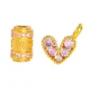 Puzuo Color Fuerte que Conserva Arena Dorada Accesorios DIY Mantra de Seis Caracteres Lingote Corazón Bambú Colgante Collar Pulsera Accesorios para Mujeres