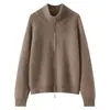 Novo casaco cardigã feminino de cashmere, corte solto, gola semi-alta, manga raglan, pulôver, espessado, suéter de tricô afina