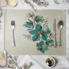 Jogo americano de mesa de jantar com estampa floral Tapete de mesa europeu Utensílios de cozinha Guardanapo de mesa ocidental Porta-copos LOGOTIPO