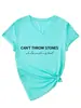 Não Jogue Pedras Amazon Ebay Site Independente Casual Confortável Camiseta Feminina Gola V Manga Curta Comércio Exterior