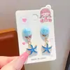 Estilo océano cola de sirena concha estrella de mar aretes para niños sin perforación orejas niñas colgante de perla a prueba de dolor lindos aretes