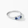 Anillo de Plata de Ley S925 Nuevo Zirconio Azul Degradado para Mujer Diseño Clásico Simple Índice Anillo Más Vendido Europeo y Americano