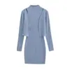Estilo Deseo Puro Vestido sin Mangas de Cuello Plegado Falda Corta Cardigan Ultra Corto de Manga Larga para Mujer Conjunto de Dos Piezas Falda de Cadera