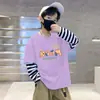 Camiseta de manga comprida para meninos, camiseta básica casual de desenho animado para primavera e outono, roupa de outono 100% algodão, novo modelo 2026 para bebês e crianças