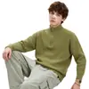 Nueva colección de otoño e invierno: Suéter con cremallera de estilo retro americano, casual y de corte relajado, suéter de punto de cuello alto, prenda exterior de color liso para hombre