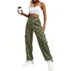 Suministro Especial Transfronterizo Primavera y Otoño Nuevo Estilo Europeo y Americano Moda Versátil Múltiples Bolsillos Deportivos Cargo Pantalones de Pierna Recta Ropa para Mujer En Stock Venta al por Mayor