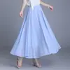 Falda Larga de Gasa Perla Floral con Pedrería Estampado Nuevo para Mujer, Cintura Elástica Adelgazante de Línea A con Dobladillo Ancho, Verano 2026