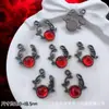 Accesorios de Estilo Oscuro Estilo Europeo y Americano Mariposa Negra Pistola Cruz de Rosa Colgante Pulsera de Cuentas DIY Collar