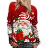 2025 Novo Amazon Transfronteiriço Solto Colorido Natal 3D Camiseta Longa Exportação Roupas Europeias e Americanas Pulôver Gola Redonda com Capuz
