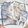 Pañuelo Floral Estilo Francés, Pañuelo Nuevo Azul Tipo Seda, Pañuelo Cuadrado Pequeño de 70 cm, Pañuelo para Cuello de Primavera y Otoño, Lazo para el Cabello, Pañuelo Decorativo para la Cabeza para Mujer