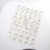 Pegatinas para Uñas Arte Diamante de Cristal Líneas Diamante en Relieve Recorte de Diamante Corazón Borde Metálico Asimétrico Pegatinas Doradas y Plateadas Francesas