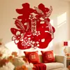 Pegatina Extra Grande de Doble Felicidad Shangmit para Boda, Especial para Decoración de Habitación de Boda, Pegatina de Doble Felicidad de Tela No Tejida Afelpada para Decoración de Boda 1