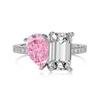 Anillo Transfronterizo Nuevo de Plata de Ley S925 para Mujer Diseño de Circonita de Combinación de Colores Rectangular con Forma de Pera Sentido de Diseño Delicado Sentido de Alta Calidad Anillo