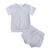 Conjunto de Algodão Canelado para Bebês e Crianças Pequenas Verão 2026 Conjunto Colorido Retro Fofo para Bebês e Crianças Pequenas Conjunto Multicor