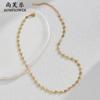 Estilo Nuevo Europeo y Americano Cadena para Clavícula con Flor de Goteo de Aceite Set de Pulsera y Collar de Acero Inoxidable, Joyería Moderna, Simple, Elegante y Versátil
