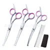 Tesouras para Tosquia de Animais de Estimação, Tesouras Integradas de Aço para Aparar Pelos de Cachorro, Tesouras Domésticas de Dentes Planos, Tesouras Curvas, Suprimentos para Animais de Estimação