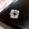 Aretes Collar Rombos Flor Circonita Aguja de Plata Nicho Estilo Frío Anillo Pulsera Lujo Accesible Set de Joyería de Alta Gama