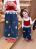 Jeans Reta Feminino Outono 2025 Novo Estilo Moda Infantil Outono Casual Largo Bordado Calça Wide Leg