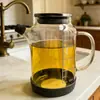 Olla de Aceite Doméstica para Cocina, Transparente sin Goteo de Vidrio de Borosilicato Alto con Asa, Botella de Salsa de Soja y Vinagre con Escala, Botella para Condimentos