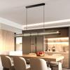 Lustre Italiano de Luxo Leve para Restaurante Moderno Minimalista High-End Ilha Bar Longo Vidro Designer Lâmpada Reta para Restaurante