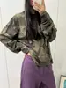 Camiseta de manga longa com textura waffle camuflada retrô americana, moda outono masculina, moletom bordado de nicho, camiseta base para usar por baixo