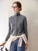 Cardigan de Cashmere com Gola Alta e Botões 2026 Feminino Outono Inverno Malha de Lã Macia Solta Jaqueta Suéter Versátil para Usar por Cima