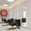 Espejo de Salón de Peluquería de Moda, Espejo Unilateral de Lujo Sencillo, Espejo de Cuerpo Entero, Diseño Simple con Luces LED, Espejo Inteligente para Peluquería