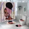 Cortina de Ducha Serie Cabeza de Mujer Morada, Múltiples Diseños Florales, Juego de Tres Piezas para Baño Impreso Digitalmente, Juego de Cuatro Piezas, Gran Cantidad, Excelente Precio