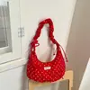 Bolsa de Ombro Plissada com Bolinhas Estilo Coreano Casual Simples Nicho Feminina 2026 Nova Grande Capacidade Transversal