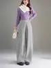 Pantalones de Lana Anchos Versátiles de Invierno para Mujer 2026 Moda Cintura Alta Adelgazantes Engrosados Cálidos para el Trabajo Rectos Casuales